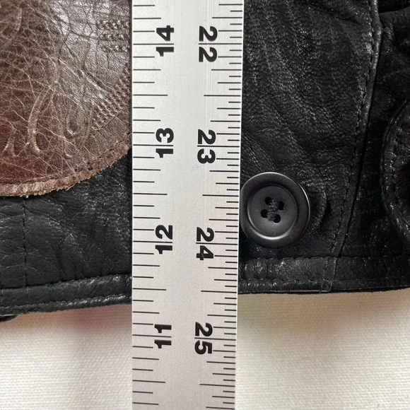 La Matta Vintage Leather Bomber Jacket Double Breasted Sheepskin Italy Patch 80s